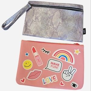 Pink and Silver Pouch Bundle with Fun Graphics